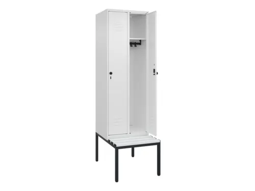locker met bank,HxBxD 2120x600x815mm,2vak,vak B 300mm,draaigrendel