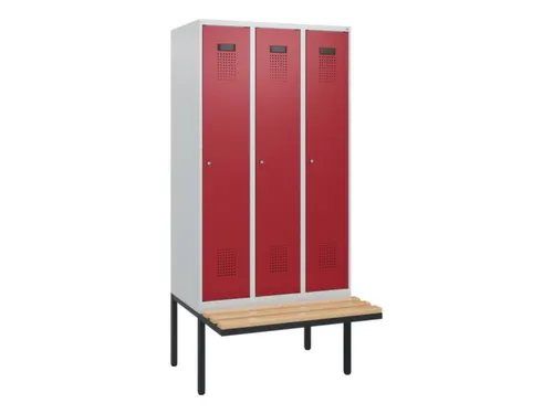 locker met bank,HxBxD 1950x900x815mm,3vak,vak B 300mm,cilinderslot