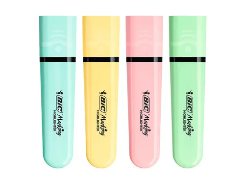 Markeerstift Bic blister à 4 pastelkleuren