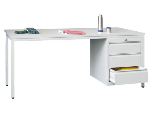 Werkplaatsbureau 1700x800x720mm 3laden Rechts Ral7035 Front Ral7035