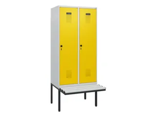 locker met bank,HxBxD 1950x800x815mm,2vak,vak B 400mm,draaigrendel - 2