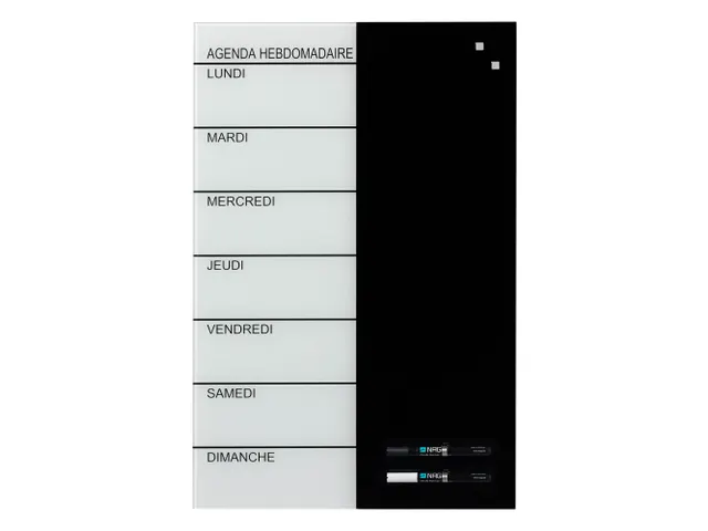 Glasmagneetbord Naga 40x60cm weekplanner Frans zwart/wit