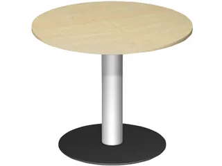 vergadertafel,HxØ 720x900mm,rond,schotelvoet RAL9006,blad wit - 1