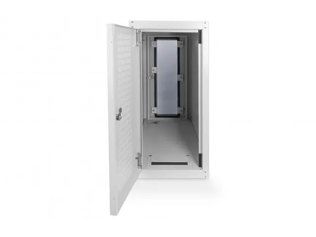 Computerbehuizing met wielen en glazen deur Grijs