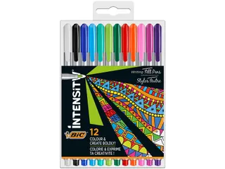 Fineliner Bic Intensity medium assorti pak à 12 stuks - 1