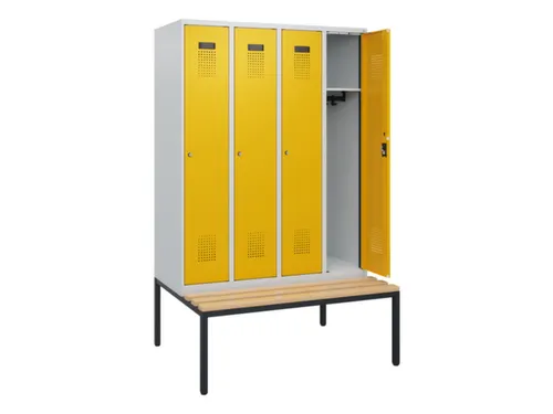 locker met bank,HxBxD 1950x1200x815mm,4vak,vak B 300mm,cilinderslot