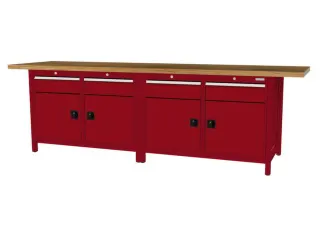 werkbank,HxBxD 860x2800x750mm,onderstel RAL3003,fronten RAL3003 - 3