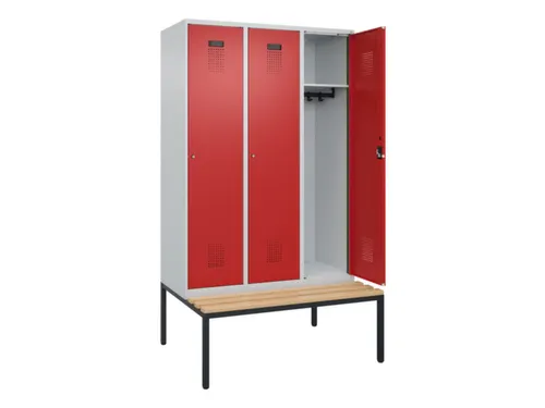 locker met bank,HxBxD 2120x1200x815mm,3vak,vak B 400mm,cilinderslot
