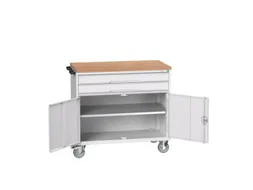 gereedschapswagen 980x1050x600mm multiplexblad 2 laden+kast RAL7035