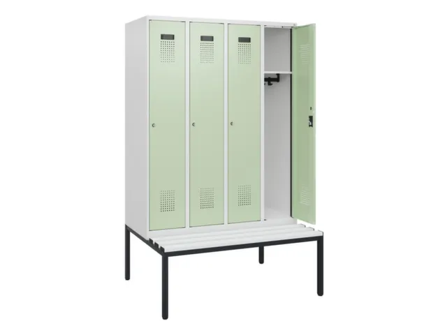locker met bank,HxBxD 1950x1200x815mm,4vak,vak B 300mm,cilinderslot