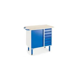 Werkbank,Multiplexblad,Draagverm. 400Kg,4Voeten,Uitrusting: 6Laden