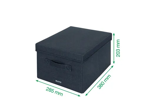Leitz Stoffen opbergdoos met deksel Grijs 38x28,5x20cm 2 stuks