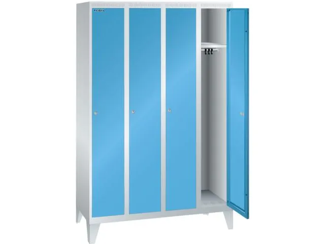 garderobekast,HxBxD 1850x1200x500mm,4vak,vak B 300mm,cil.-slot,voeten