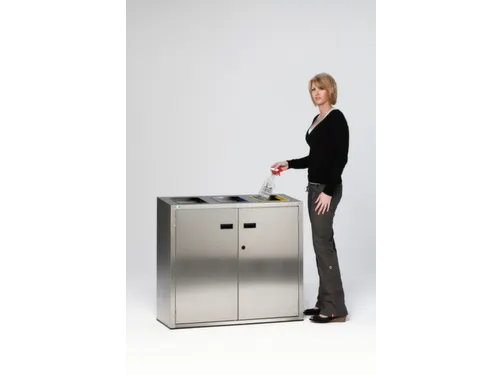 afvalverzamelstation 3x90 iter 900x1000x420mm RVS kleurmarkering