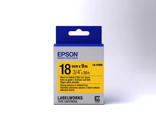 Strong Adhesive Tape - LK-5YBW Strng adh Blk/Yell 18/9