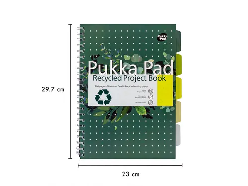 Projectboek Pukka Pad Recycled A4 lijn 5-tabs 4-gaats 200 pagina's 80g