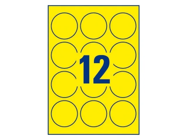 Etiquettes laser Avery 63,5mm rond jaune fluo 25 feuilles