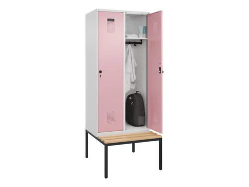 locker met bank,HxBxD 2120x800x815mm,2vak,vak B 400mm,draaigrendel