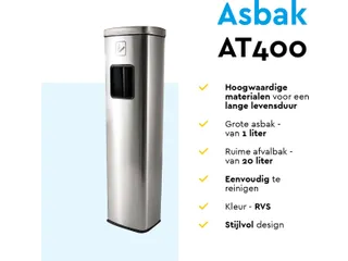 Asbak Staand met afvalbak AT400 RVS 20 Liter - 3