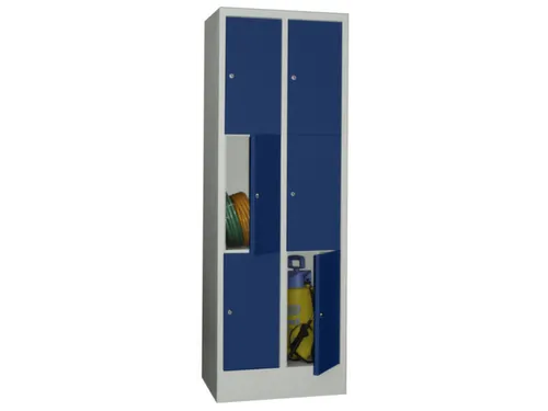 lockerkast,HxBxD 1850x600x500mm,2x3vakken,RAL7035,front RAL5010