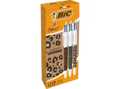 stylo bille 4 couleurs Leopard, boîte de 12 pièces, assorti