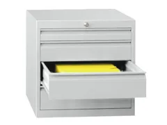 ladekast,HxBxD 600x715x600mm,4lade(n),cil.-slot,RAL7035,front RAL3000