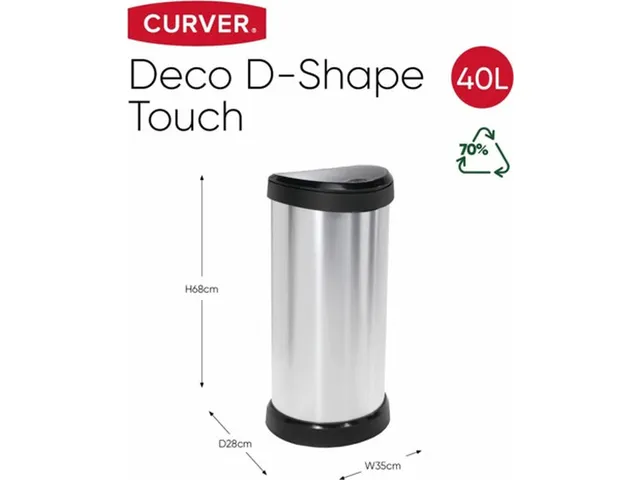 Push Bin Decobin 40 Liter Prullenbak 40 Liter Metallic