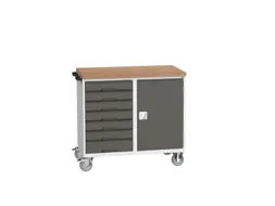 montagetafel 980x1050x600mm multiplexblad 7 laden kast front RAL7016