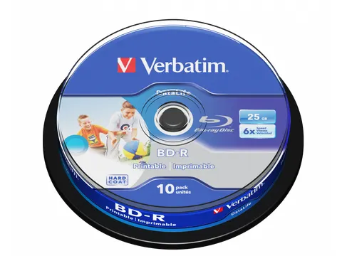 Verbatim Blue Ray Disc 25Gb 6X Iw (10) Cb Worm 43804 Blu-Ray Cake Box