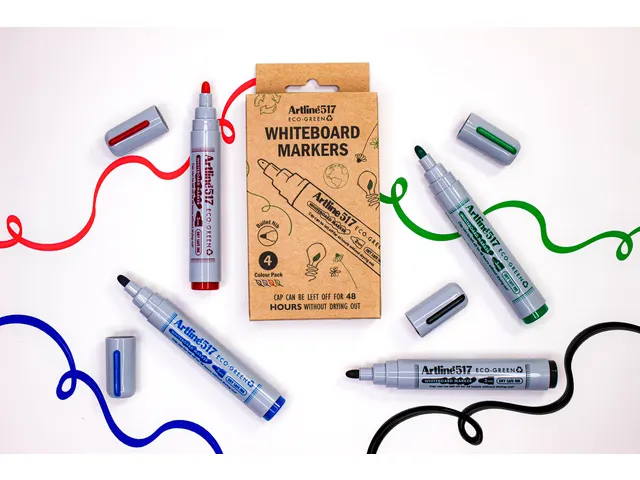 Whiteboardmarker Artline 517 Eco Dry Safe rond Medium assorti 4 stuks