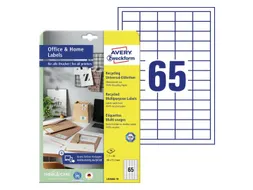 Etiket Avery Zweckform LR3666-10 38x21.2mm recycled wit 650 stuks