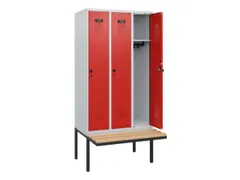 locker met bank,HxBxD 1950x900x815mm,3vak,vak B 300mm,draaigrendel