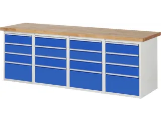 werkbank,HxBxD 890x2500x900mm,beukblad,draagverm. 750kg,4containers - 1