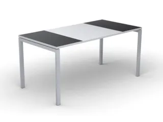 bureau HxBxD 750x1800x800mm blad zwart/wit rechthoekig 4-voeten wit - 1