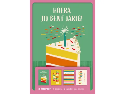 Hallmark Wenskaarten Hoera jij bent jarig! 8 Stuks Assorti