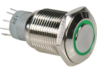 Ronde Metalen Schakelaar Spdt 1NO 1NC - Groene Ring - 1