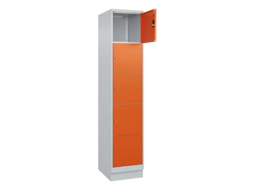 lockerkast,HxBxD 1950x400x500mm,1x5vakken,vak B 400mm,cil.-slot,sokkel