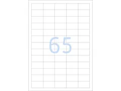 Etiketten universele labels A4 permanent 38,1x21,2mm Wit 6500 stuks