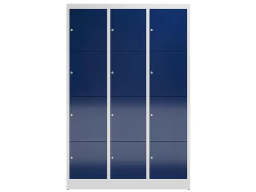 Lockerkast 1800x1185x500mm 3x4 vakken cilinderslot, sokkel, RAL5010