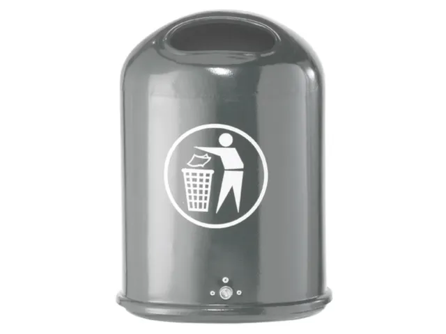 Afvalbak Staalplaat 45 Liter Ovale Opening Standaard Antraciet