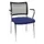 Bezoekersstoel Armleuningen Blauw Stof Rugleuning Netbekleding Zwart