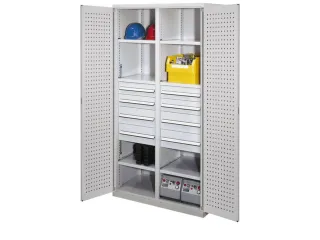 Materiaalkast Scheidingswand Geperf. 1950x1000x600mm 6legborden 8laden - 1