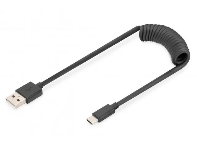 USB Í Type A naar USB Í Type C veerkabel TPE USB 2.0 PD60W Max; 1m