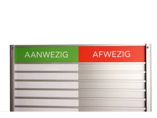 Menoor In-Uit bord 30 namen Aluminium Aanwezig/Afwezig Groen/rood - 2