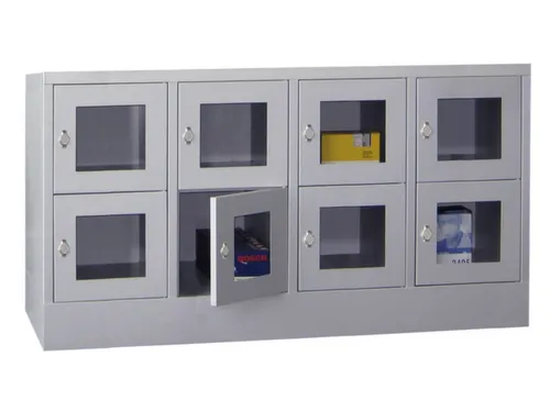 lockerkast,HxBxD 855x1600x500mm,4x2vakken,RAL7035,front RAL7016