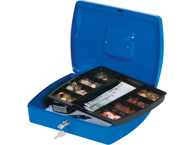 Geldkoffer Blauw 325x235x85mm Inclusief 2 Sleutels