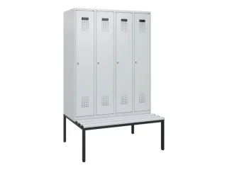 locker met bank,HxBxD 1950x1200x815mm,4vak,vak B 300mm,cilinderslot - 2