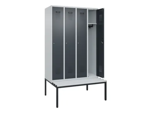 locker met bank,HxBxD 2120x1200x815mm,4vak,vak B 300mm,cilinderslot