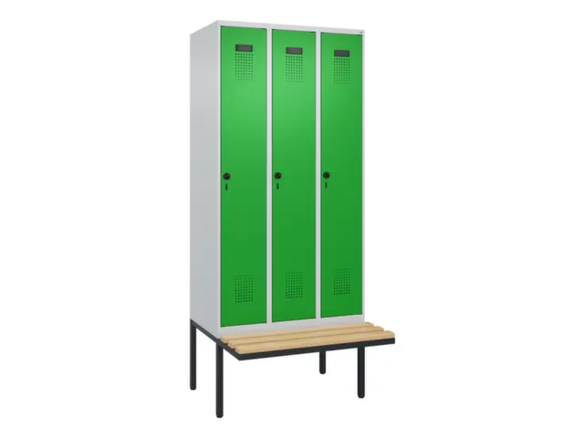 locker met bank,voor scheiding van kleding,HxBxD 2120x900x815mm,3vak