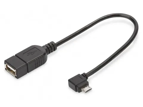 USB-adapter/converter OTG micro B/St - A/Bu 0,15m haaks zwart